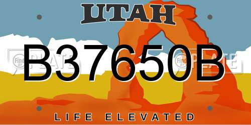 B37650B Utah License Plate