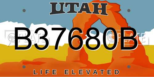 B37680B Utah License Plate
