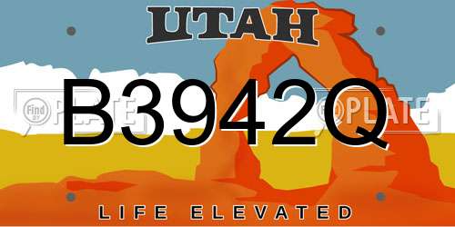 B3942Q Utah License Plate