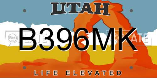 B396MK Utah License Plate