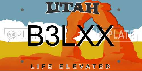 B3LXX Utah License Plate