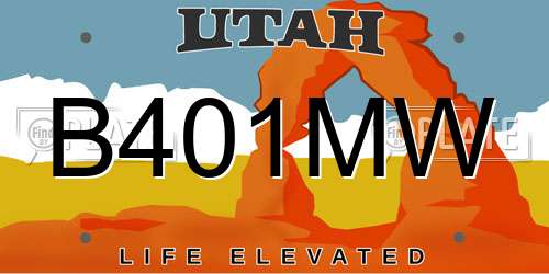 B401MW Utah License Plate