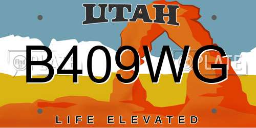 B409WG Utah License Plate