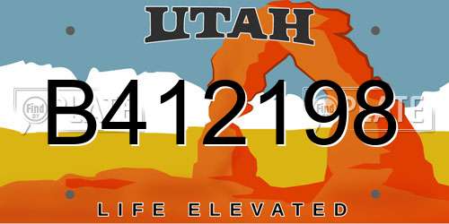 B412198 Utah License Plate