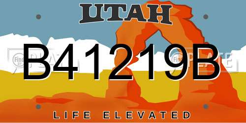 B41219B Utah License Plate