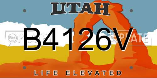 B4126V Utah License Plate