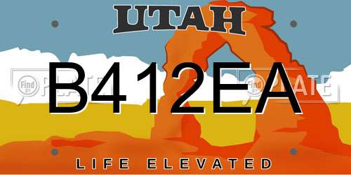 B412EA Utah License Plate