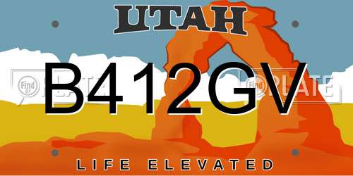 B412GV Utah License Plate