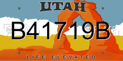 B41719B Utah License Plate