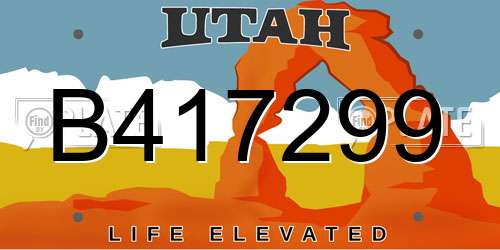 B417299 Utah License Plate