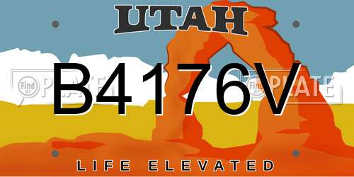 B4176V Utah License Plate