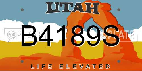B4189S Utah License Plate