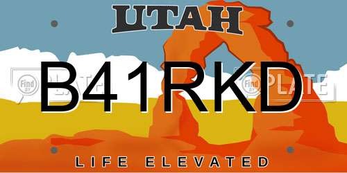 B41RKD Utah License Plate