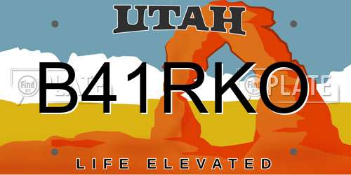 B41RKO Utah License Plate