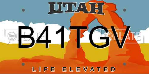 B41TGV Utah License Plate