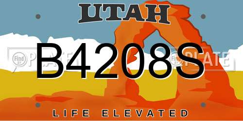 B4208S Utah License Plate