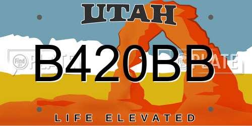 B420BB Utah License Plate