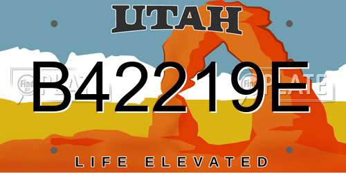 B42219E Utah License Plate