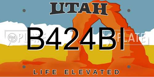 B424BI Utah License Plate