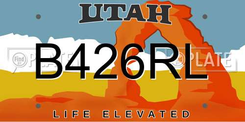 B426RL Utah License Plate