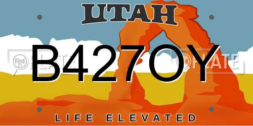 B427OY Utah License Plate