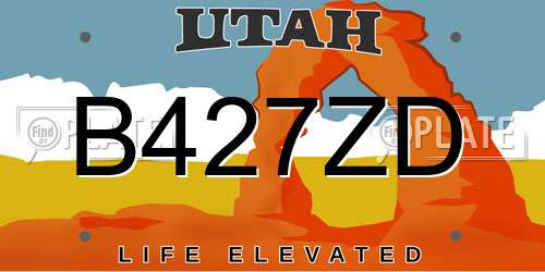 B427ZD Utah License Plate