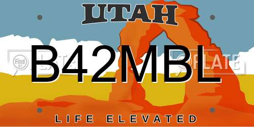 B42MBL Utah License Plate