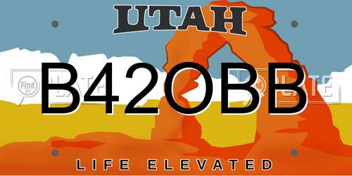 B42OBB Utah License Plate
