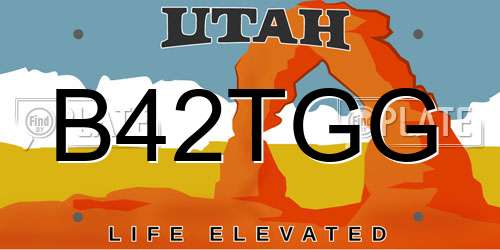 B42TGG Utah License Plate
