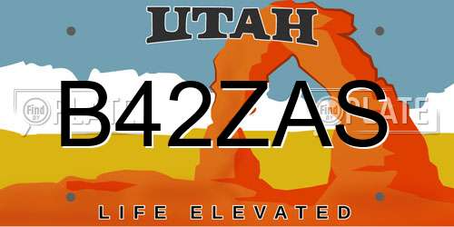 B42ZAS Utah License Plate