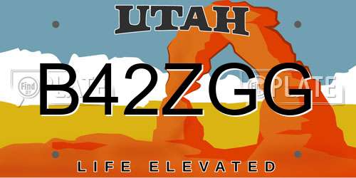 B42ZGG Utah License Plate