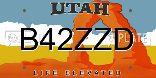 B42ZZD Utah License Plate