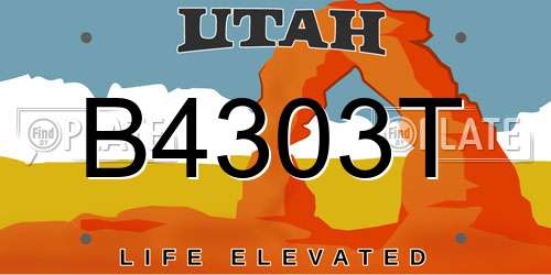 B4303T Utah License Plate