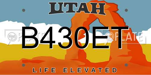 B430ET Utah License Plate