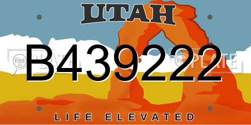 B439222 Utah License Plate