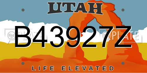 B43927Z Utah License Plate