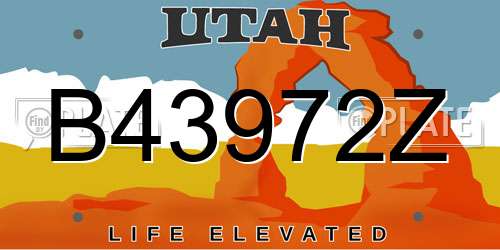 B43972Z Utah License Plate