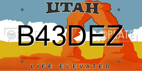 B43DEZ Utah License Plate