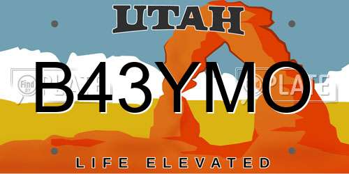 B43YMO Utah License Plate