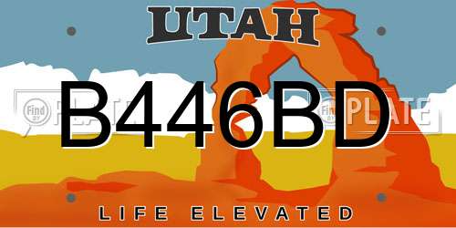 B446BD Utah License Plate