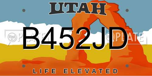 B452JD Utah License Plate