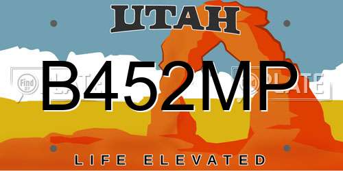 B452MP Utah License Plate