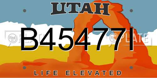 B45477I Utah License Plate