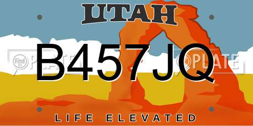 B457JQ Utah License Plate