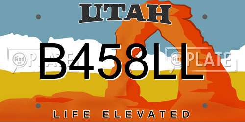B458LL Utah License Plate