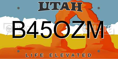 B45OZM Utah License Plate