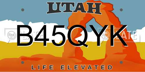 B45QYK Utah License Plate