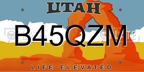 B45QZM Utah License Plate