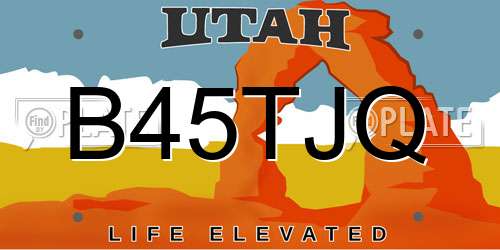 B45TJQ Utah License Plate