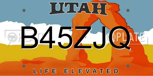 B45ZJQ Utah License Plate